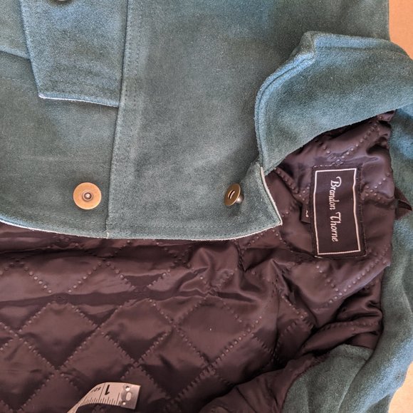 Genuine suede green trucker jacket, men, Medium brandon thorne - Picture 2 of 4